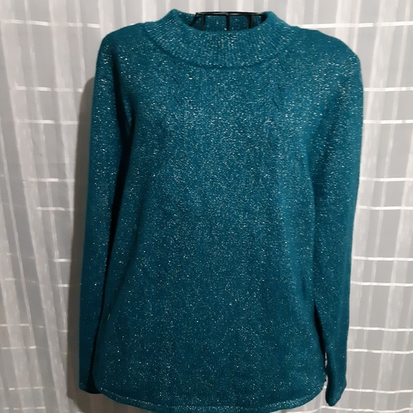 Tradition Metallic Turquoise Longseleve Sweater - Picture 1 of 5